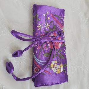 Embroidered Jewelry Travel Bag in Luxurious Satin NWT